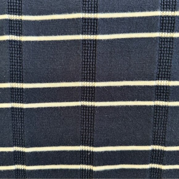 BEN SHERMAN Navy Blue and White Striped Short Sleeve Polo Sweater Small - Picture 8 of 11